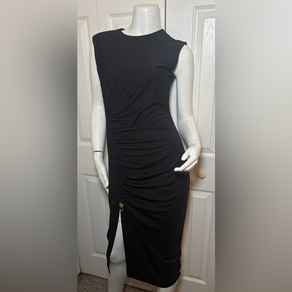 Donna Karan Black Ruched Midi Dress - Picture 7 of 12